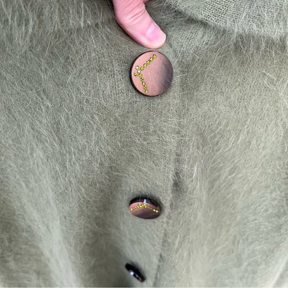 Venesha Angora Sweater Coat In Olive Green Sz M - Picture 6 of 13